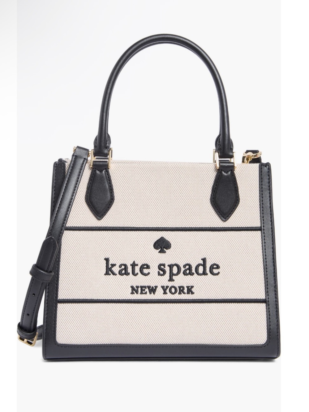 Kate Spade Ellie Small Canvas Black and Cream tote / crossbody
